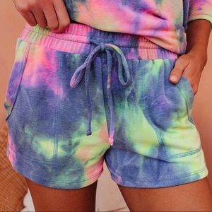 VICI Collection Tie-Dye Drawstring Shorts